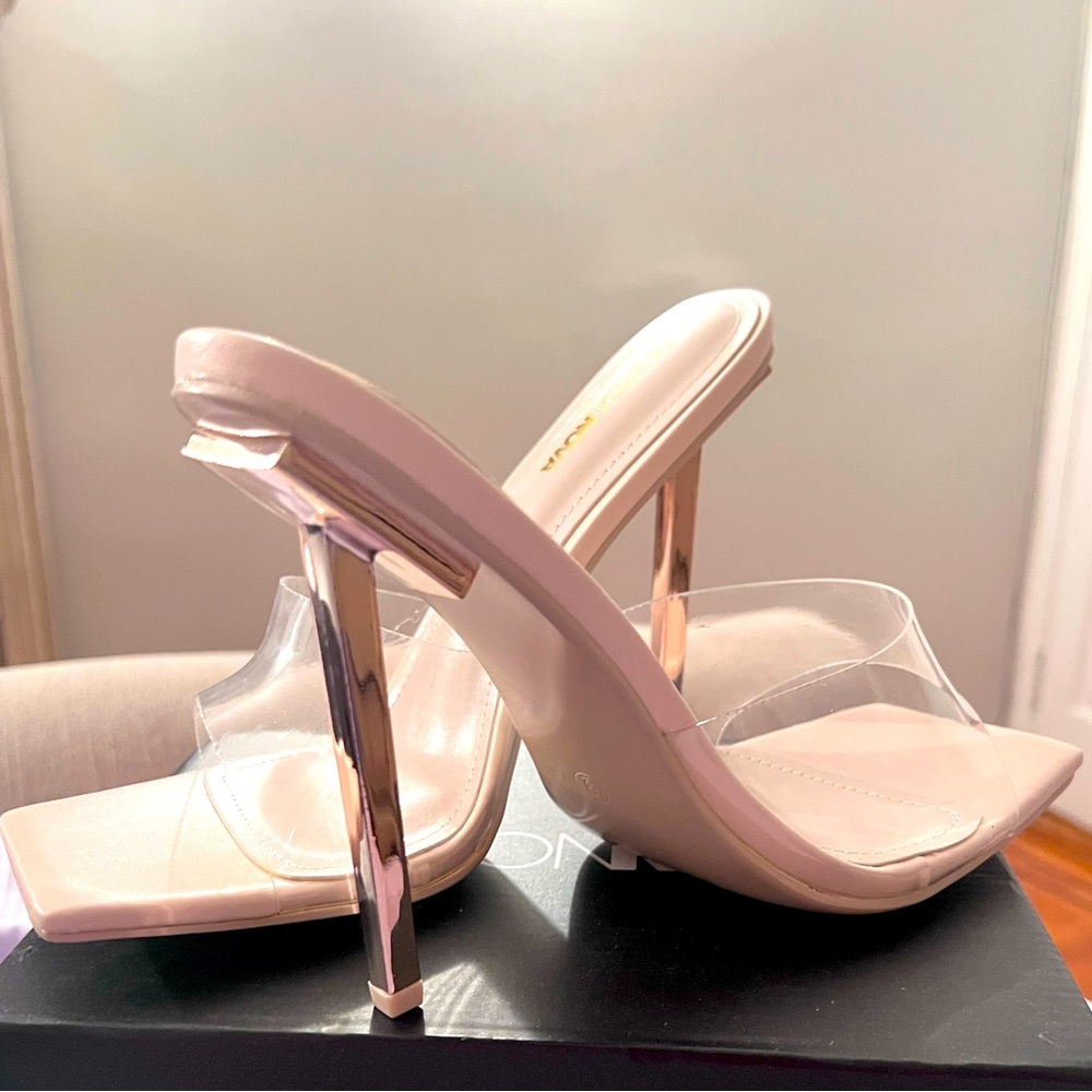 FashionNova heeled sandals.